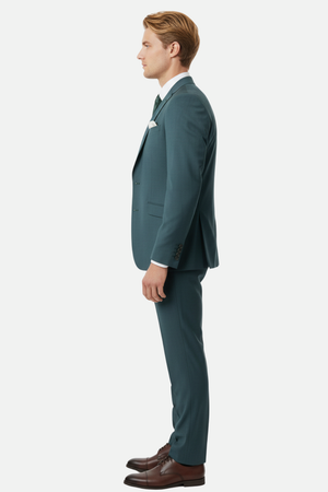 Costum din Lână Premium în Trei Piese - Turquoise 6AM1009374