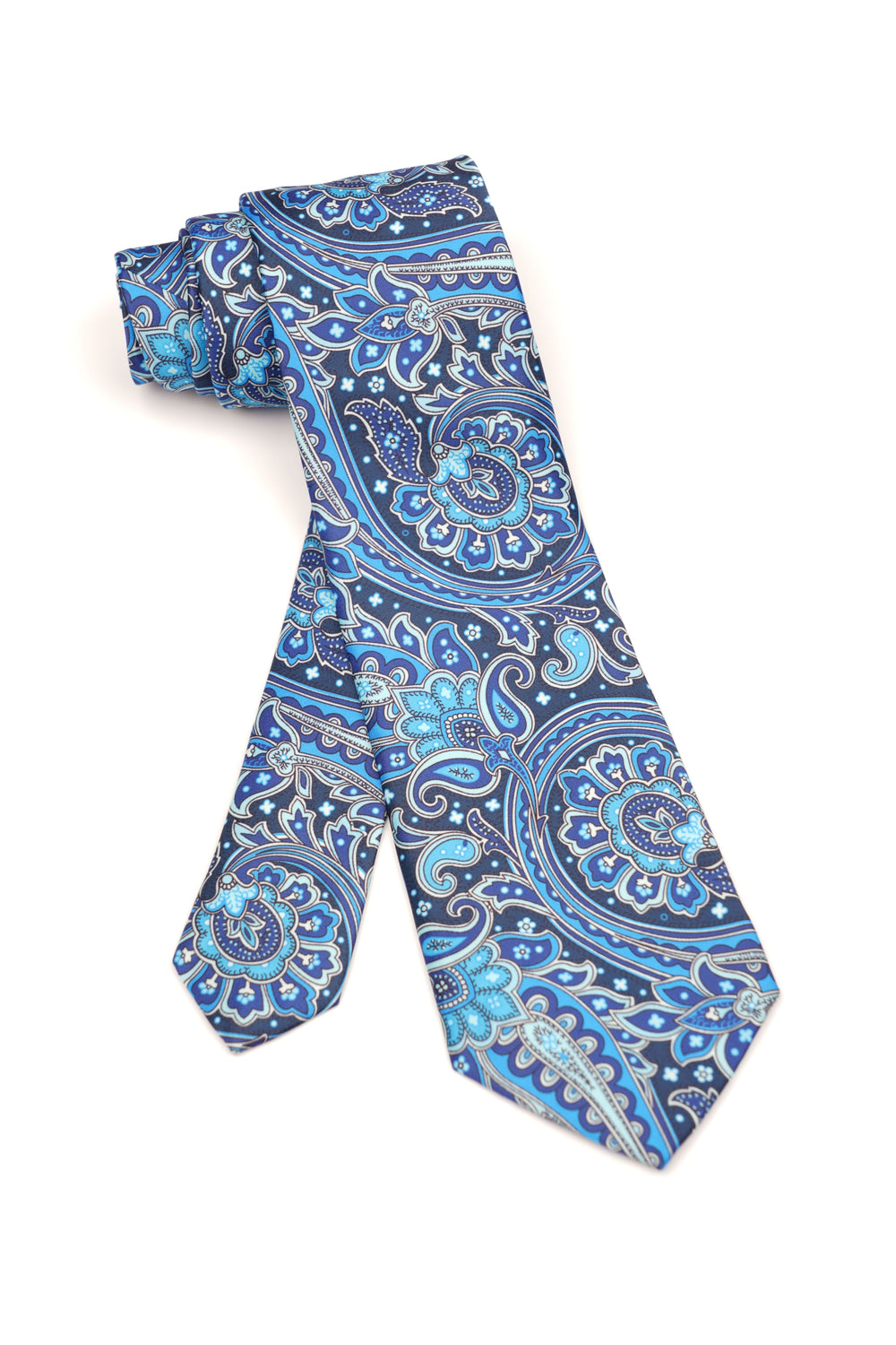 Cravată albastru intens cu model paisley elegant