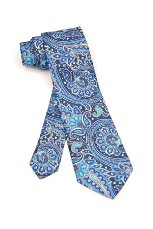 Cravată albastru intens cu model paisley elegant