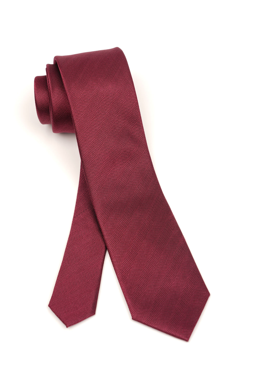 Cravată burgundy din mătase cu model herringbone