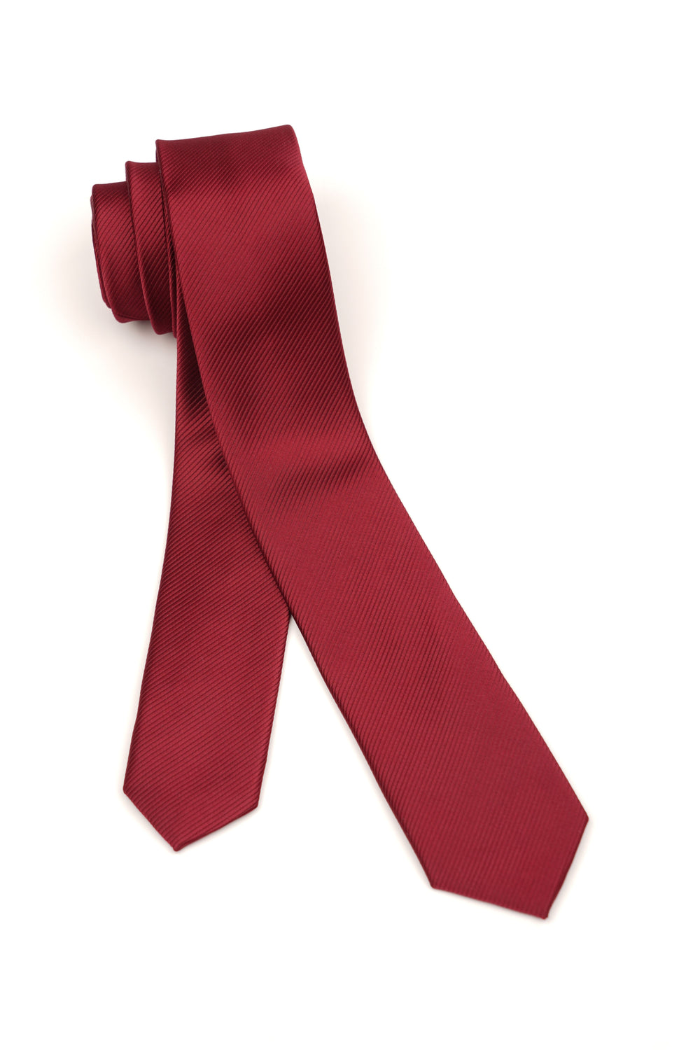 Cravată slim burgundy din mătase cu textură diagonală