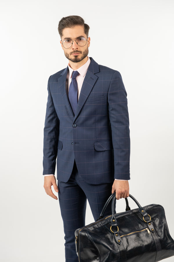Costum Clasic Bărbați - Belumarin Carouri Roz