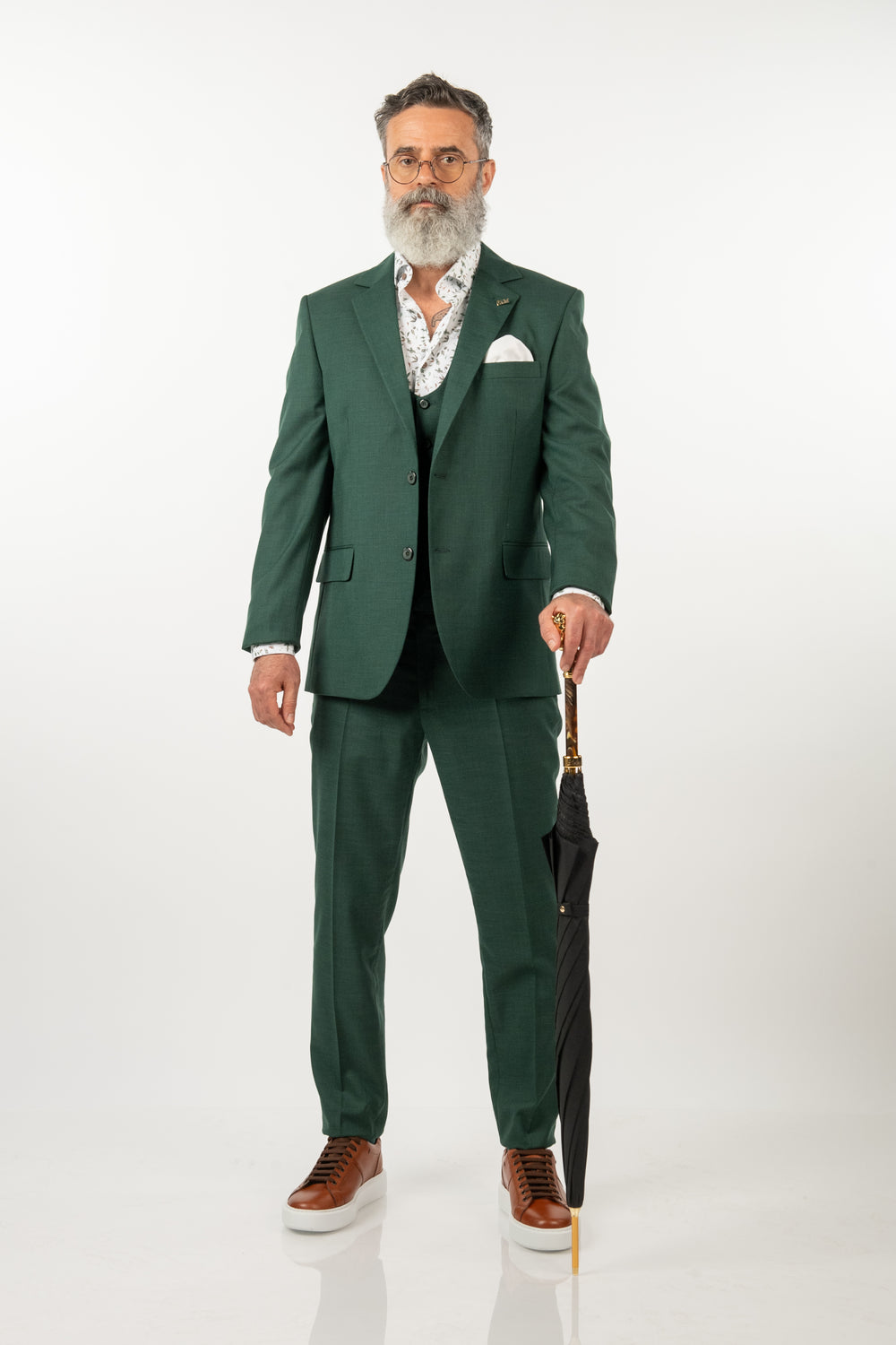Costum Clasic Bărbați - Verde din 3 Piese