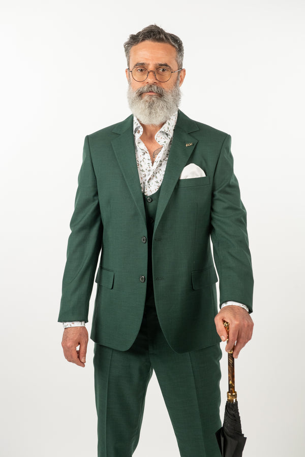 Costum Clasic Bărbați - Verde din 3 Piese