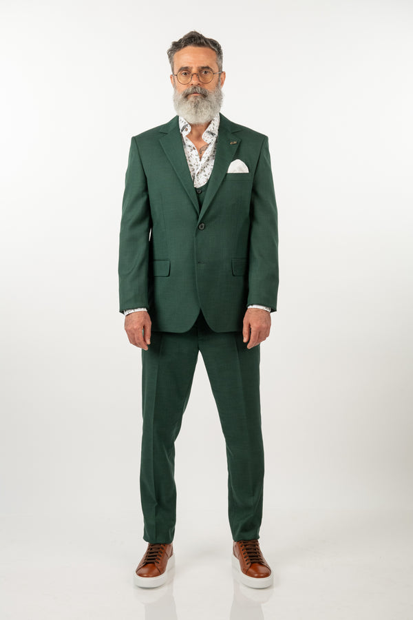Costum Clasic Bărbați - Verde din 3 Piese