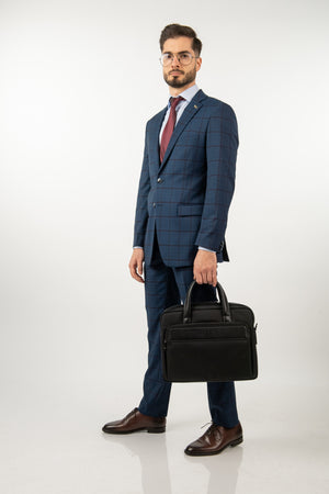 Costum Clasic Bărbați - Albastru Carouri