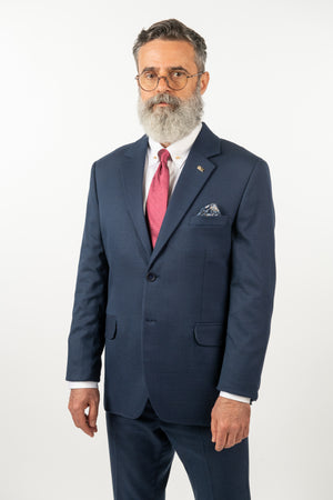 Costum Clasic Bărbați - Bleumarin Carouri Negre