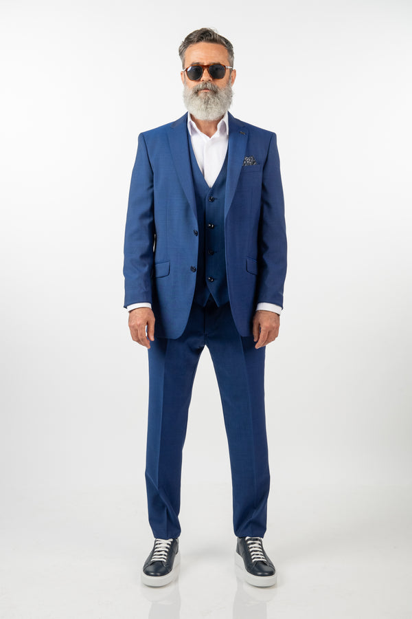 Costum Clasic Bărbați - Albastru Premium din 3 Piese