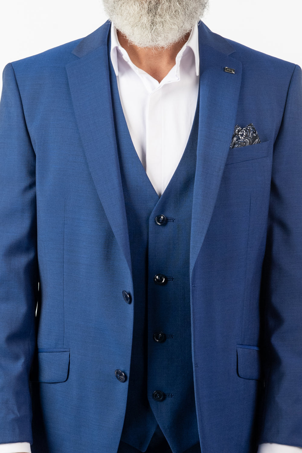 Costum Bărbați Albastru din Lână 100% în Trei Piese