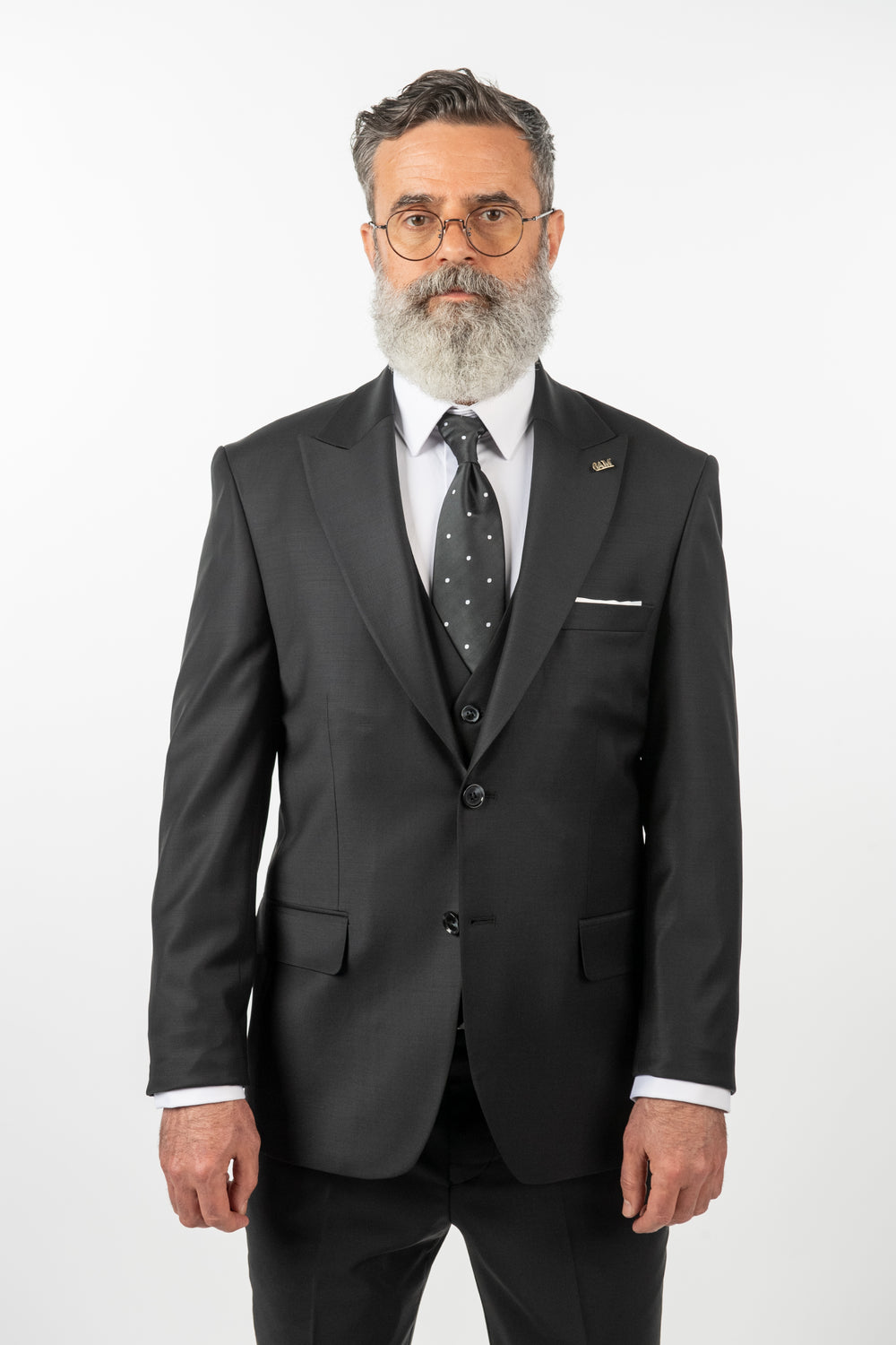 Costum Bărbați Negru de Ceremonie din Lână în Trei Piese