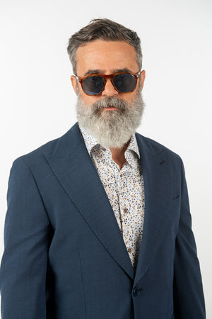 Costum Clasic Bărbați - Bleu Creponat