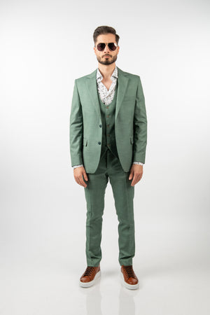 Costum Clasic Bărbați - Verde-Mentă din 3 Piese