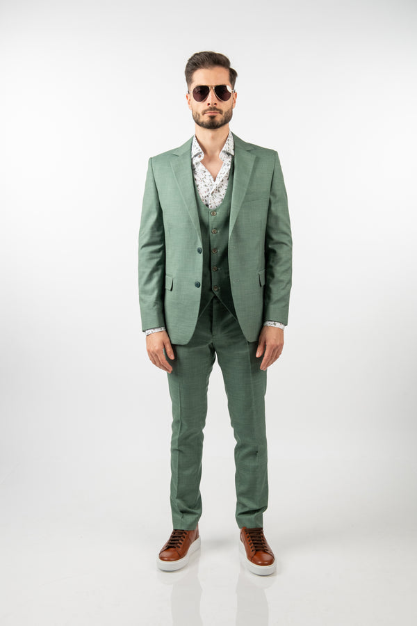 Costum Clasic Bărbați - Verde-Mentă din 3 Piese