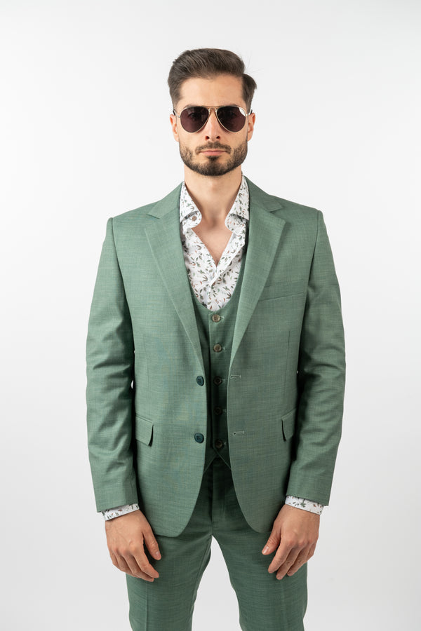 Costum Clasic Bărbați - Verde-Mentă din 3 Piese