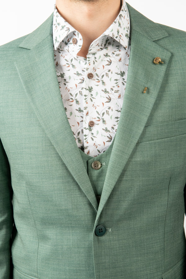 Costum Clasic Bărbați - Verde-Mentă din 3 Piese