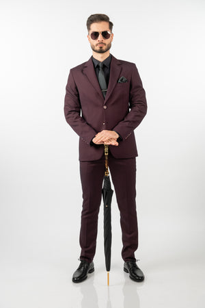 Costum Clasic Bărbați - Vișiniu Texturat