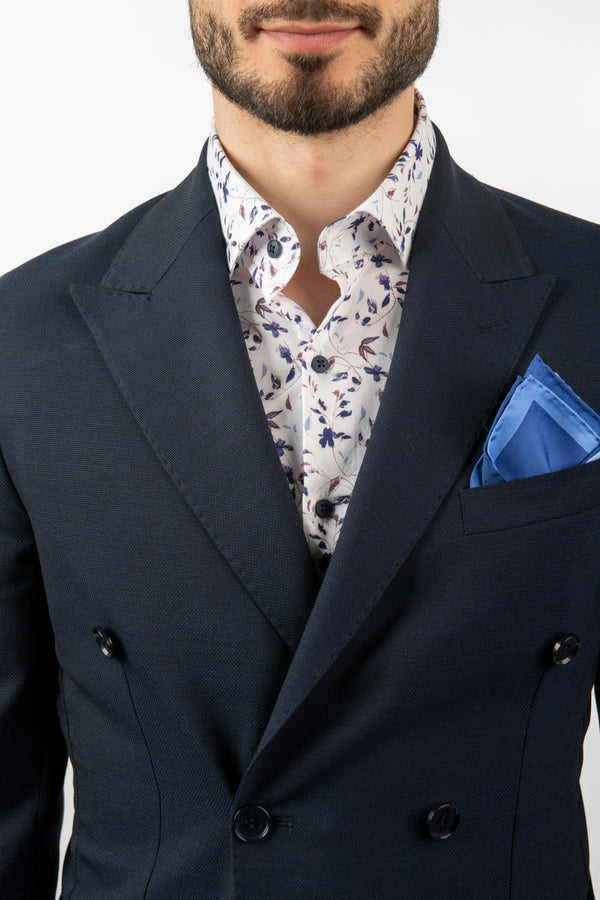 Costum 2 Rânduri Nasturi - Bleumarin Texturat