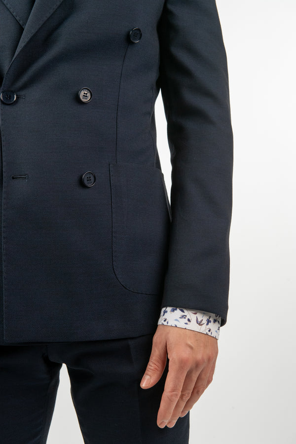 Costum 2 Rânduri Nasturi - Bleumarin Texturat
