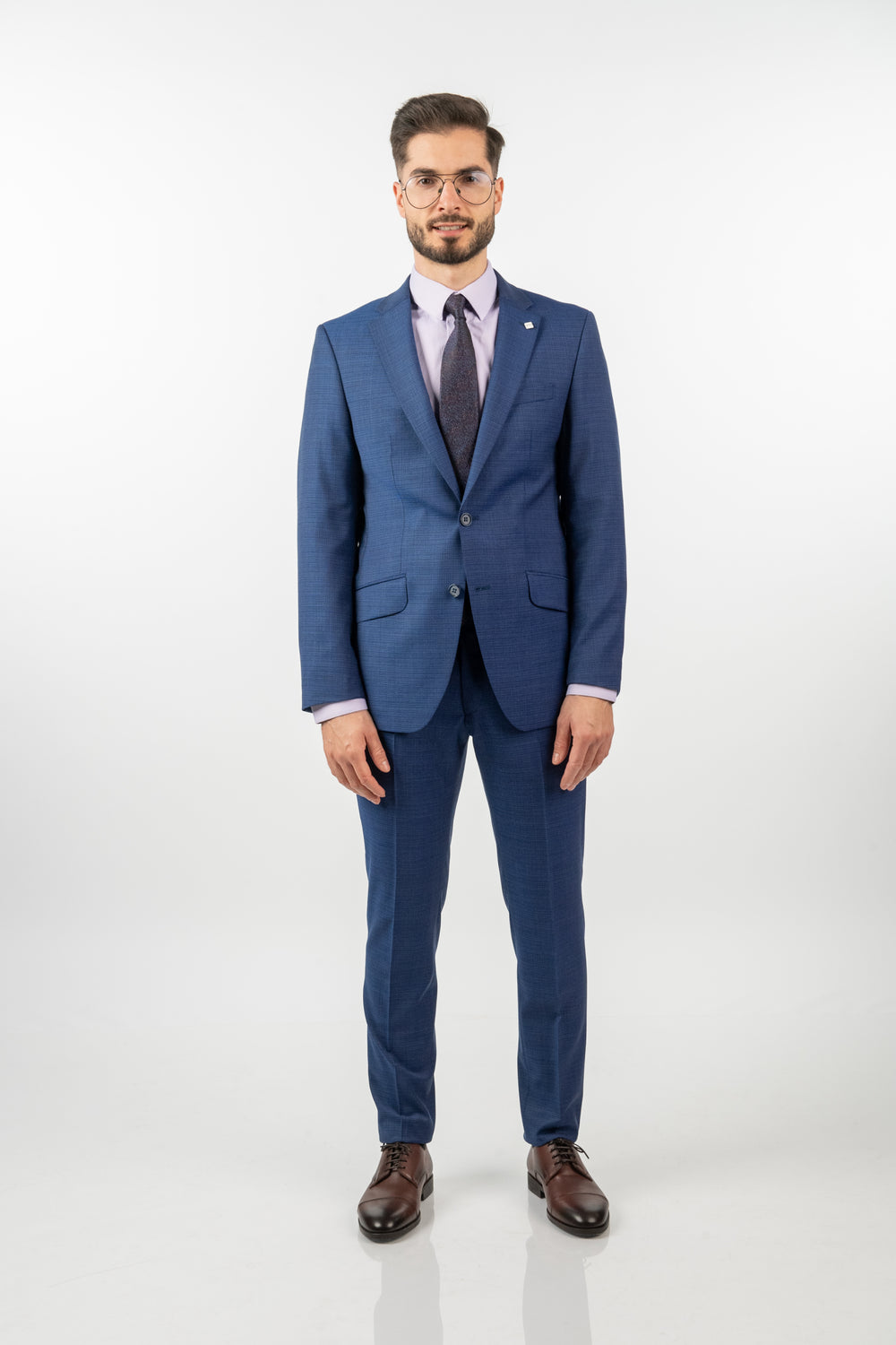 Costum Clasic Bărbați - Albastru Texturat Premium