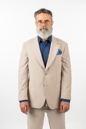 Costum Clasic Bărbați - Crem Creponat