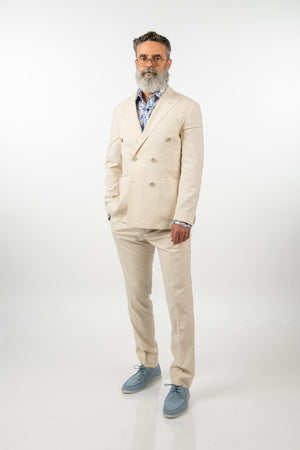 Costum 2 Rânduri Nasturi - Crem
