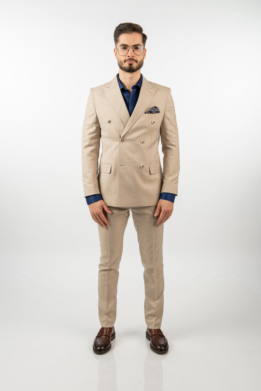 Costum 2 Rânduri Nasturi - Bej