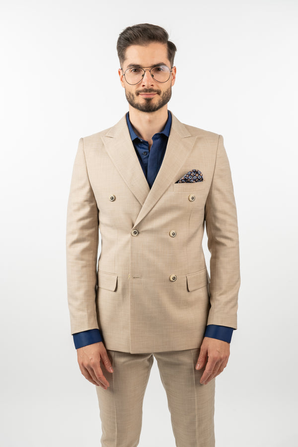 Costum 2 Rânduri Nasturi - Bej