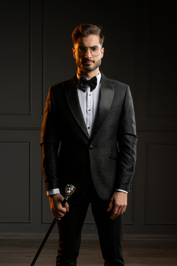 Costum Ceremonie - Negru Brocart