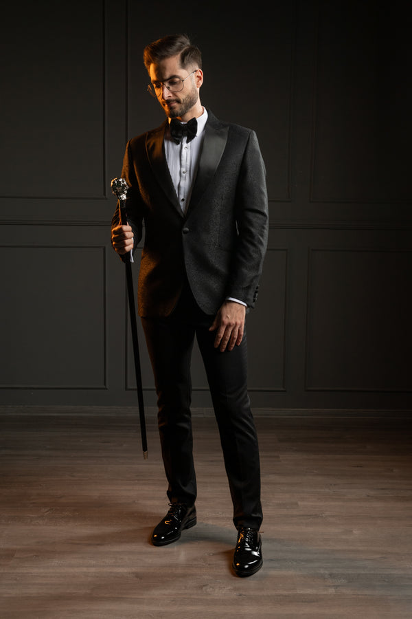 Costum Ceremonie - Negru Brocart