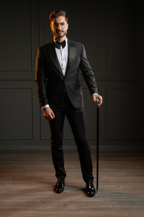 Costum Ceremonie - Negru Brocart