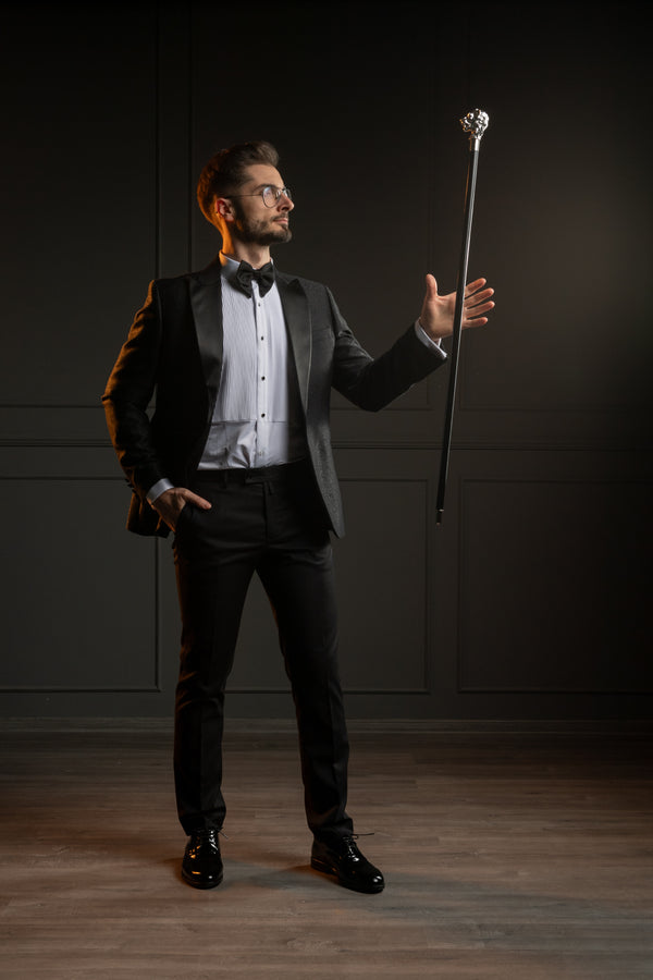 Costum Ceremonie - Negru Brocart