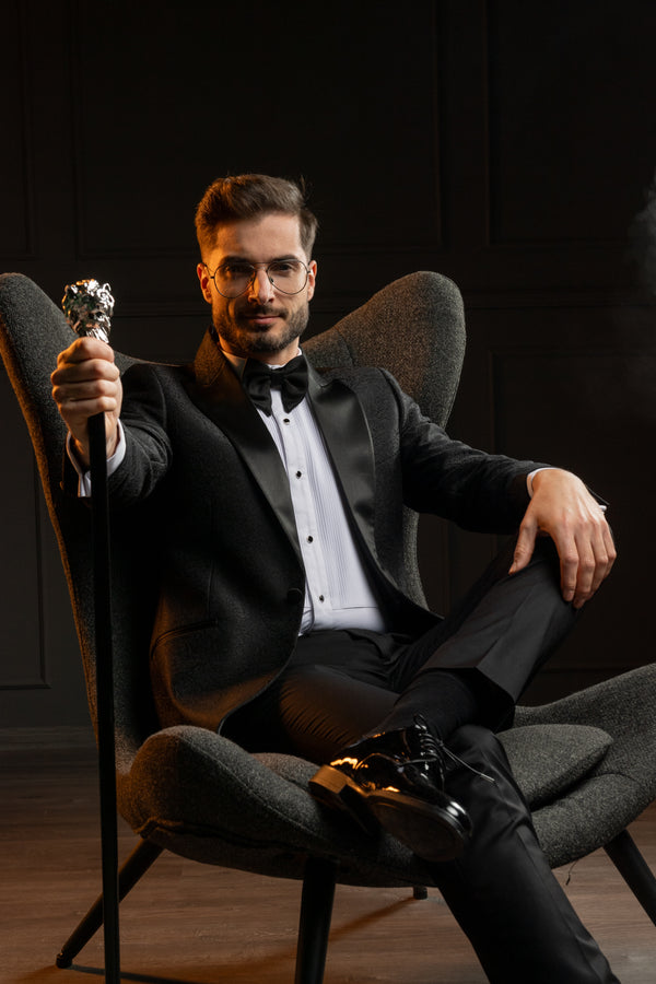 Costum Ceremonie - Negru Brocart