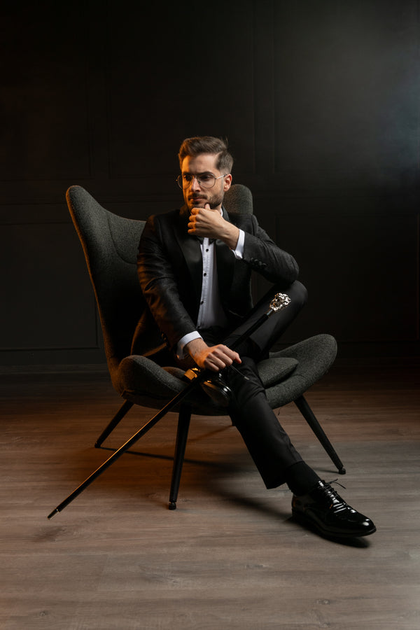 Costum Ceremonie - Negru Brocart