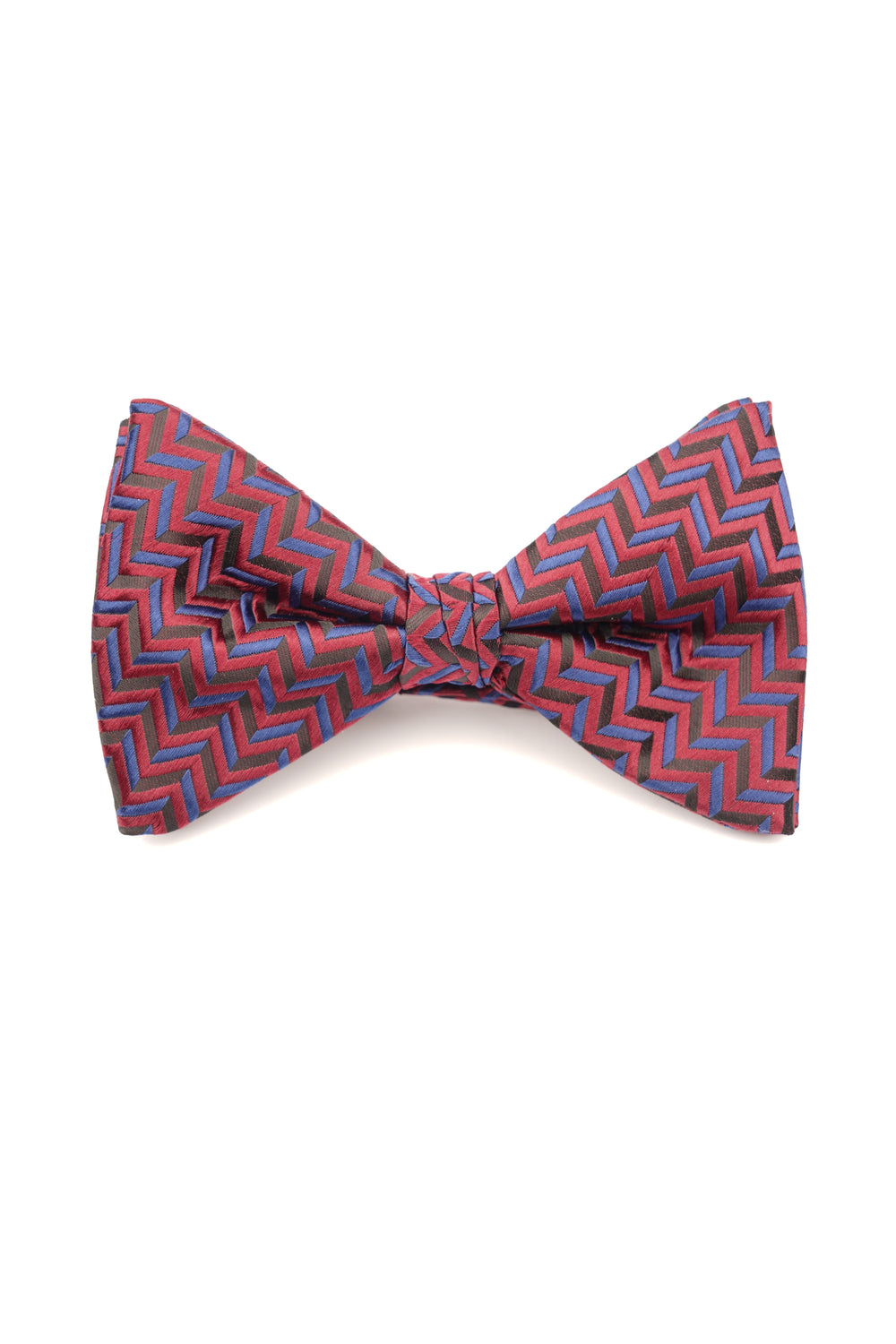 Papion roșu cu model geometric albastru – 100% mătase
