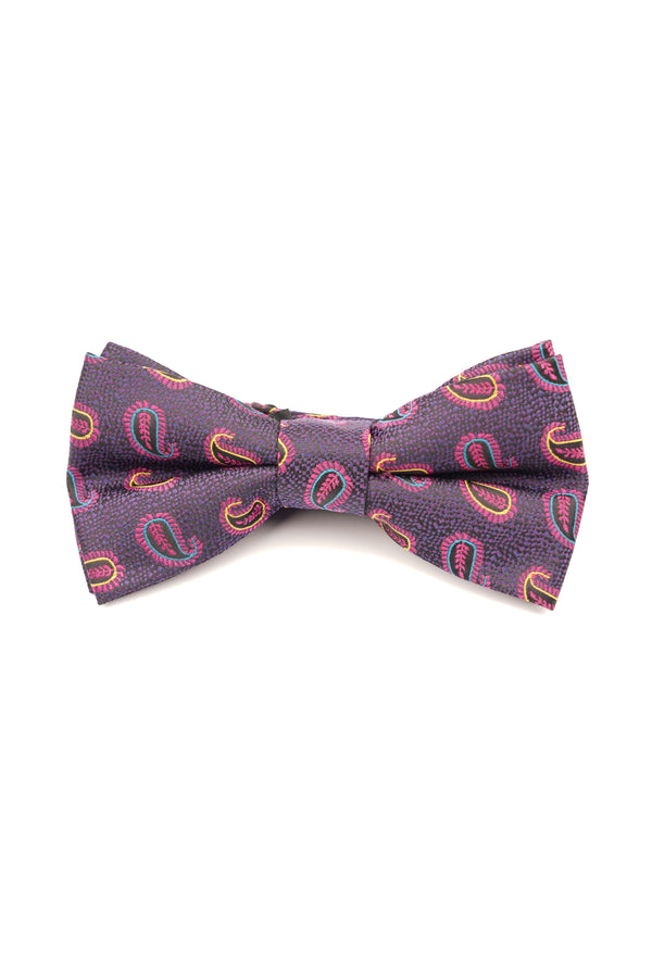 Papion mov cu imprimeu paisley multicolor – 100% mătase