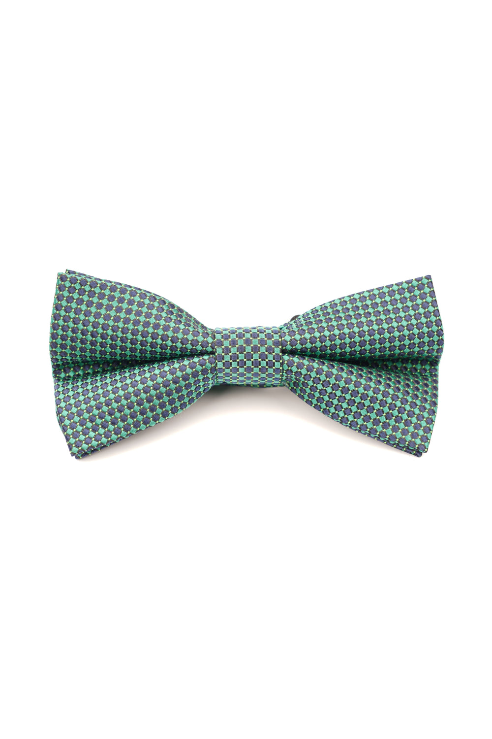 Papion verde cu model geometric albastru – 100% mătase