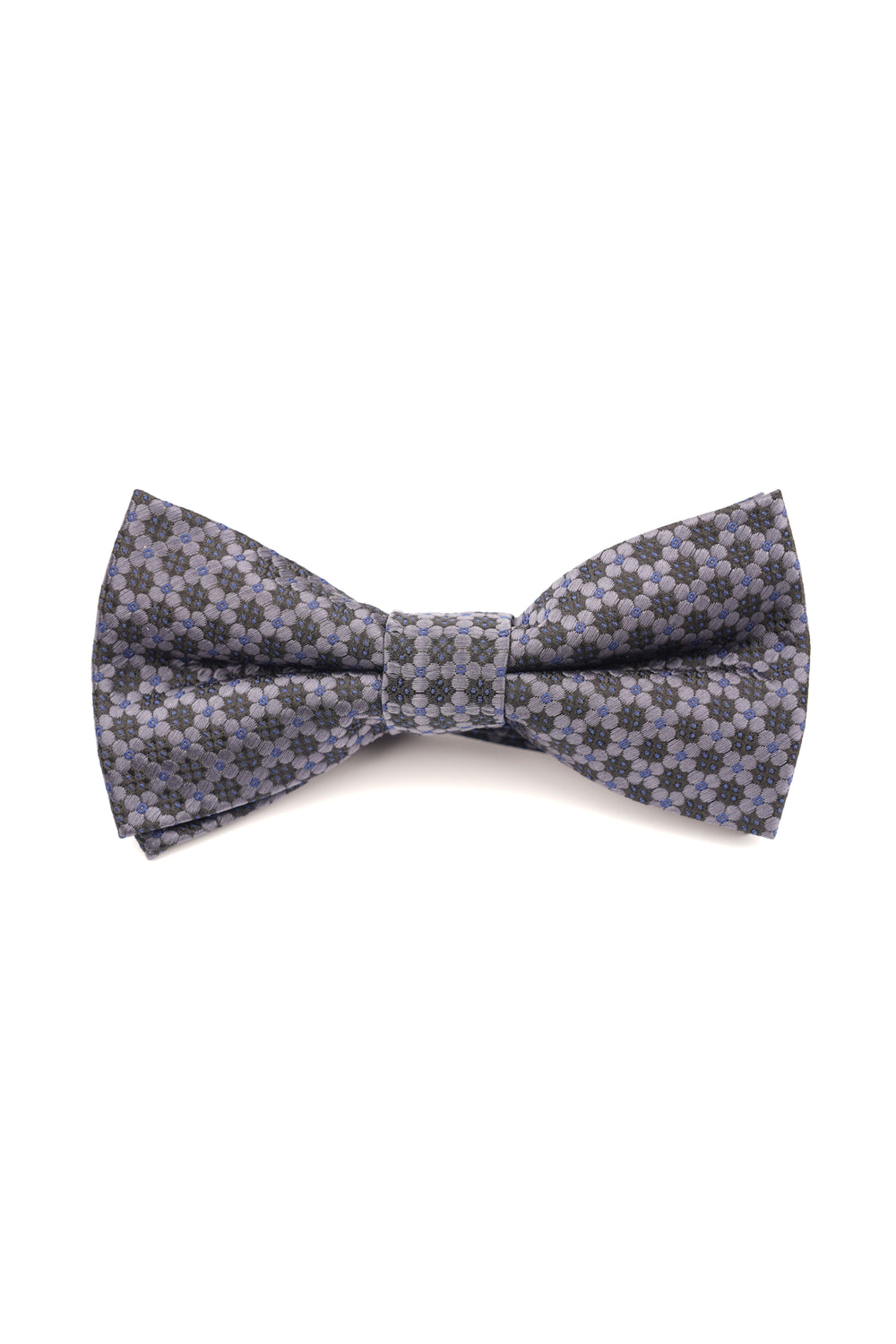 Papion clasic gri cu imprimeu geometric albastru