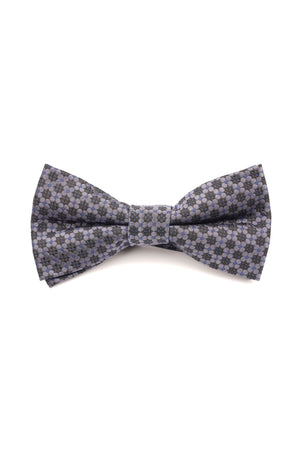 Papion clasic gri cu imprimeu geometric albastru