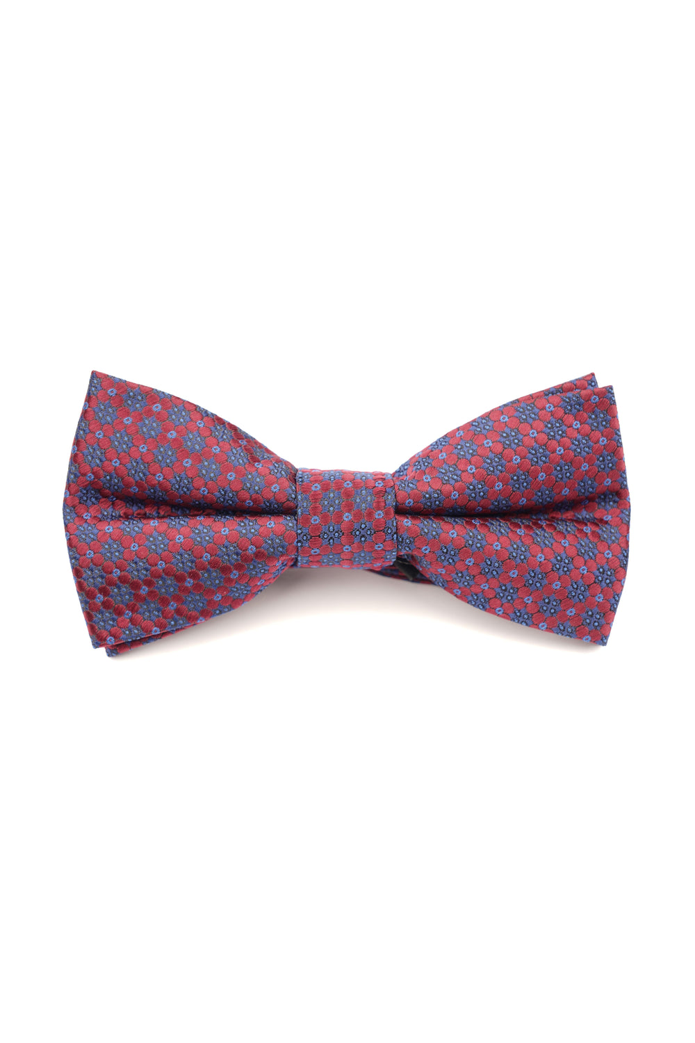 Papion elegant roșu cu imprimeu floral albastru