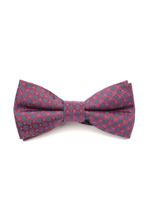 Papion elegant roșu cu imprimeu floral albastru
