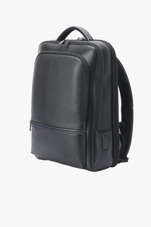 Rucsac din piele naturală, negru, pentru birou și călătorie