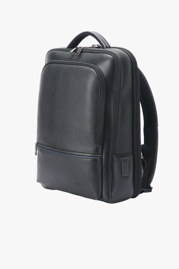 Rucsac din piele naturală, negru, pentru birou și călătorie