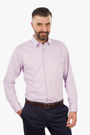 Cămașă Bărbați Lila din Bumbac cu Nasturi Acoperiți Slim Fit