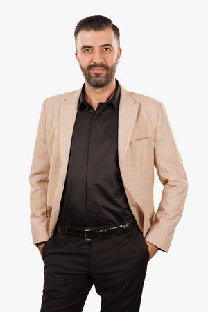 Cămașă Bărbați Neagră din Bumbac cu Nasturi Acoperiți