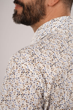 Cămașă Bărbați Albă cu Imprimeu Frunze – 95% Bumbac