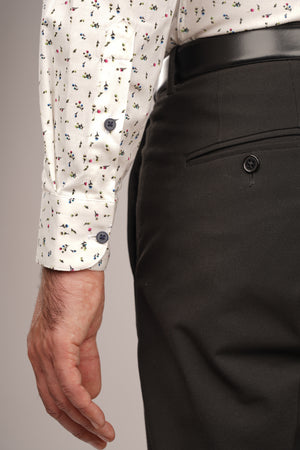 Cămașă Bărbați Albă cu Imprimeu Frunze – 95% Bumbac