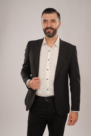 Cămașă Bărbați Albă cu Imprimeu Frunze – 95% Bumbac