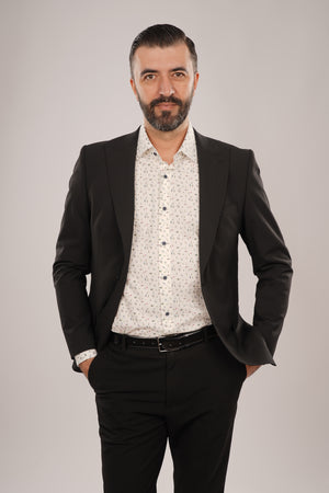 Cămașă Bărbați Albă cu Imprimeu Frunze – 95% Bumbac