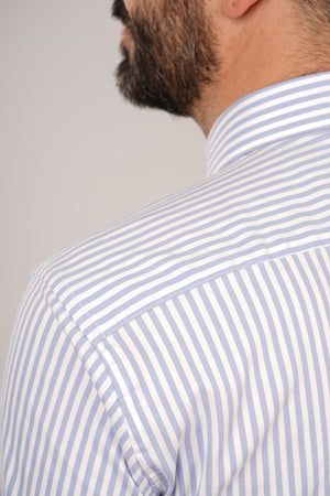 Cămașă Bărbați Alb-Albastru în Dungi – 97% Bumbac