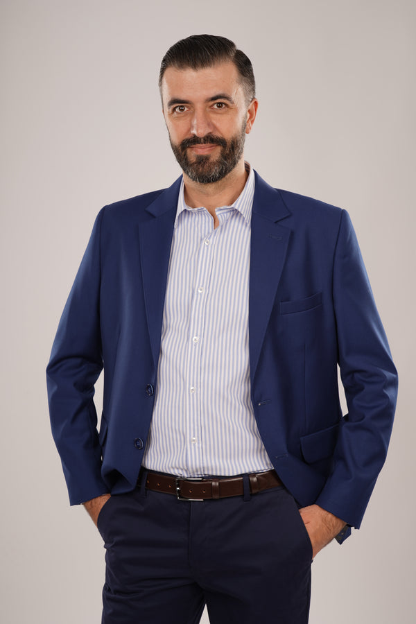 Cămașă Bărbați Alb-Albastru în Dungi – 97% Bumbac